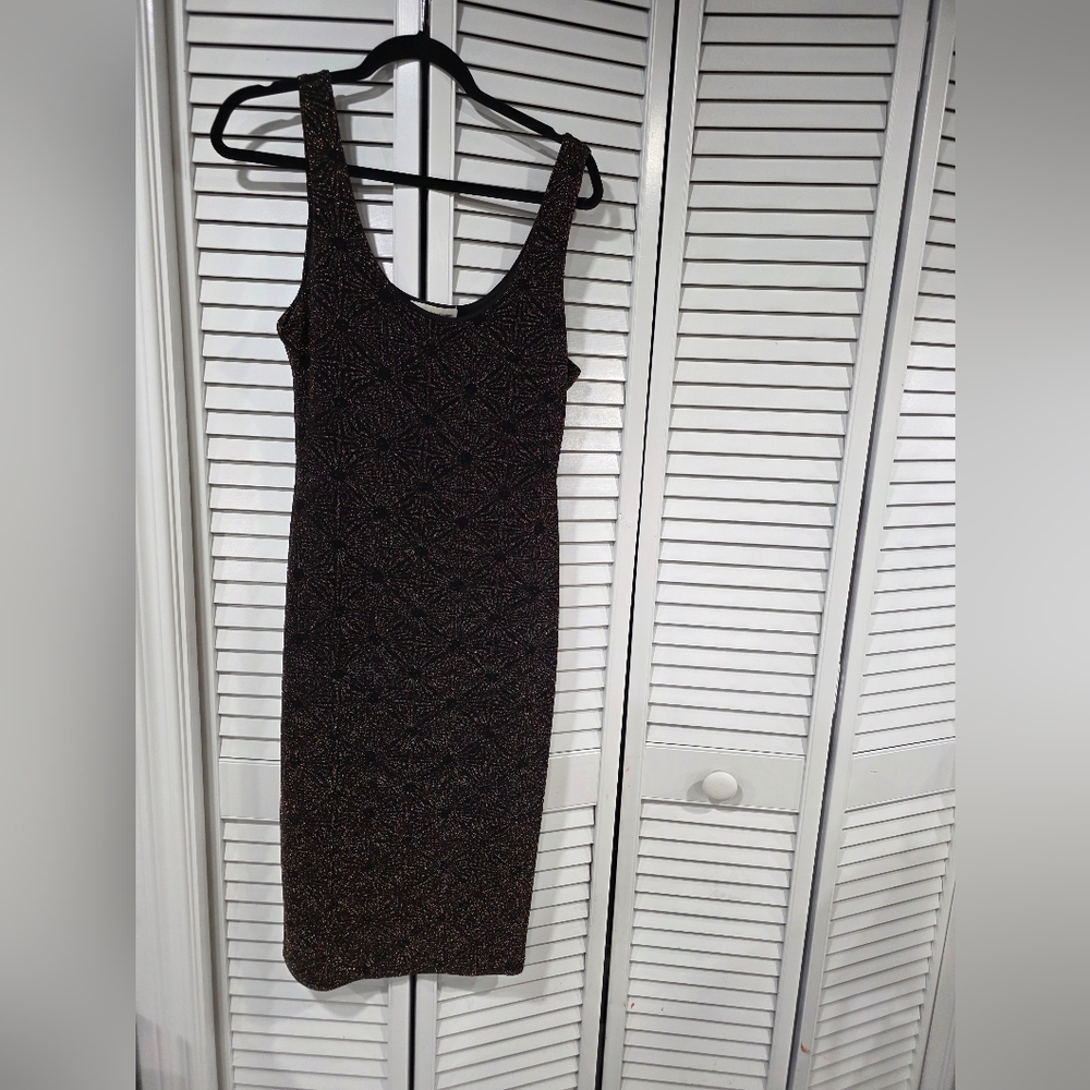 June & Hudson Black Textured Midi Dress